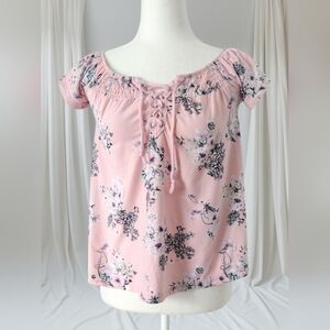 No Boundaries Juniors Floral Pink Summer Top Size XS
